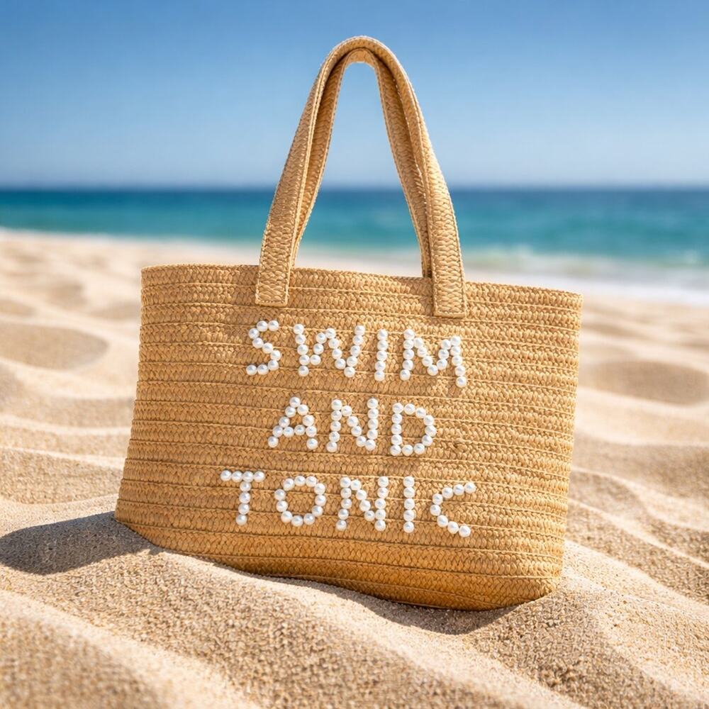 NWT Urban Expressions Seaton Pearls Large Tote SWIM AND TONIC Beach Vacation